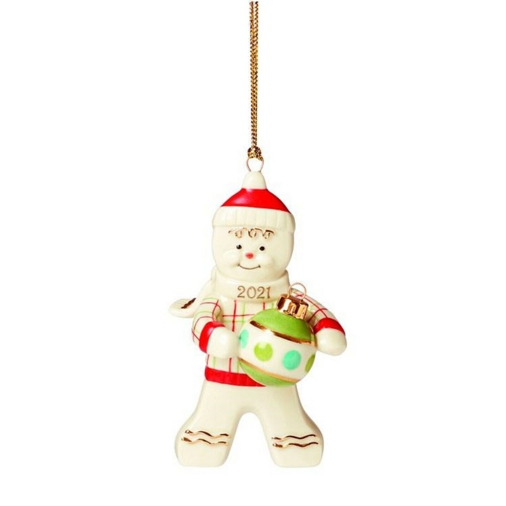 NIB: Lenox 2021 Gingerbread Man Christmas Ornament • Ivory China Porcelain